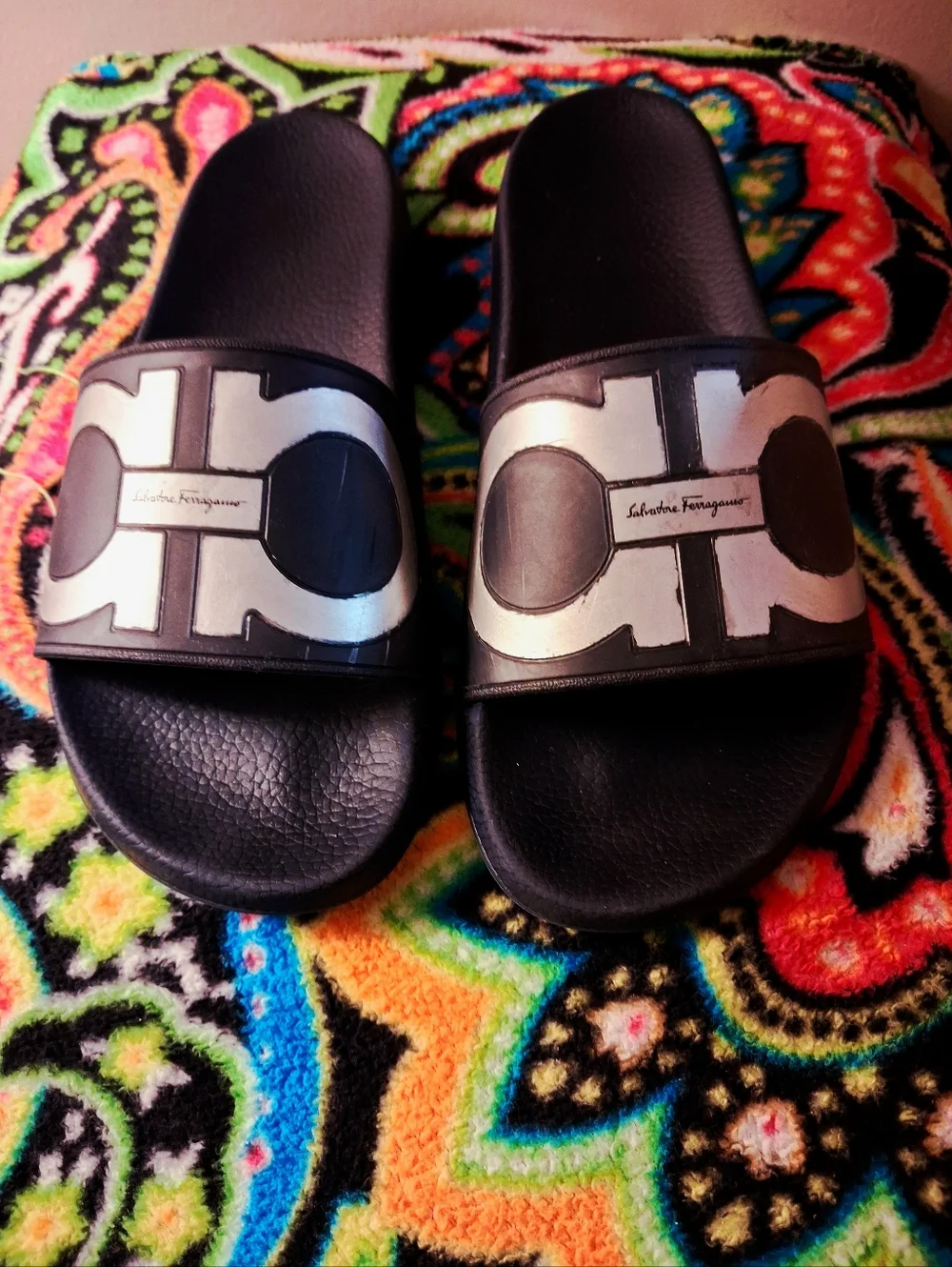 Salvatore Ferragamo Black Slide Sandals